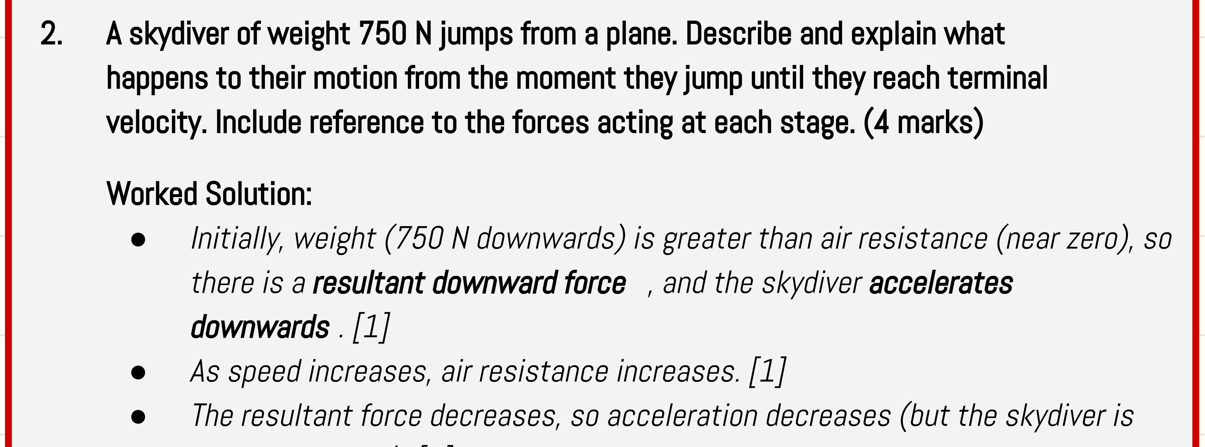 Exam question example from the guide